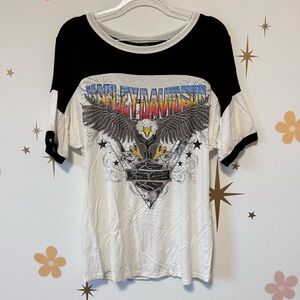 Harley-Davidson Women's Black and White Eagle Tee